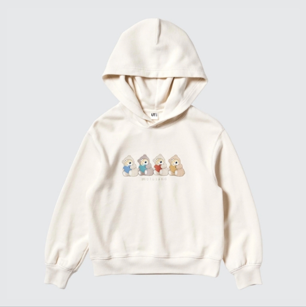 NWT Mofusand Teddy Meow Graphic Hoodie Kids Sweatshirt Size 11-12Y(150) Uniqlo